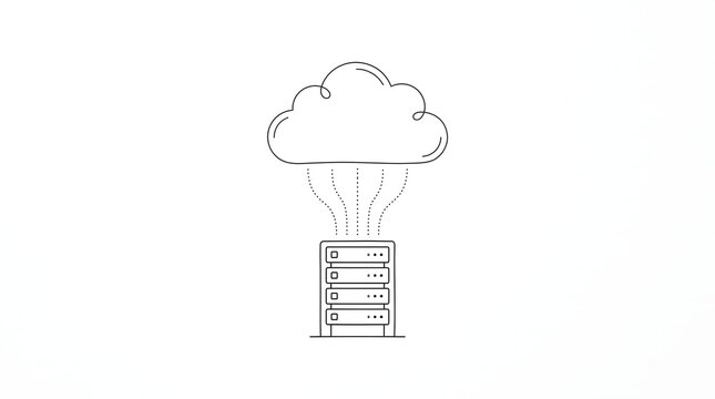 cloud computing server rack data storage line art illustration