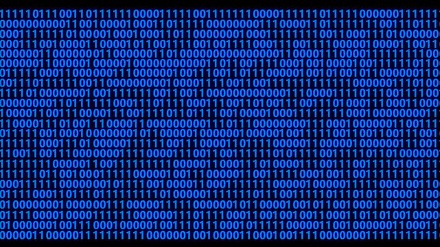 Binary code motion video with green digital matrix data background . Perspective wall of binary code digital pattern background.