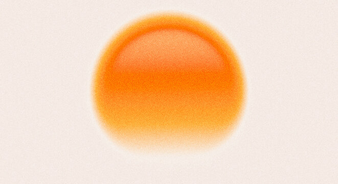 Vibrant warm orange sunset gradient background with motion fade effect. Abstract poster or wallpaper with grainy noise texture. Modern minimalist design