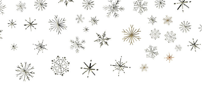 Festive winter background with sparkling metallic snowflakes for holiday designs.