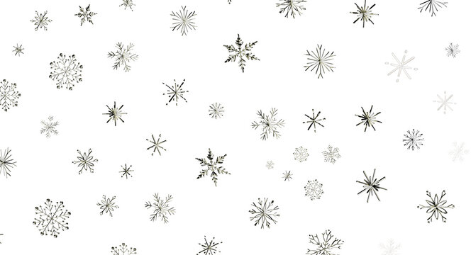Seamless pattern of elegant white snowflakes on a black background, perfect for winter and holiday d