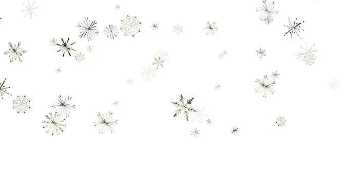 Beautiful white and golden snowflakes falling against a dark background, perfect for winter and holi