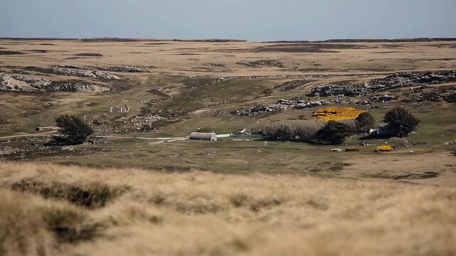 Isolated Countryside Settlement In Falklands (Malvinas) - 4K