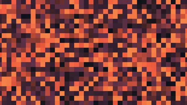 Abstract Pixel Grid Background Flashing With Orange and Dark Purple Colors