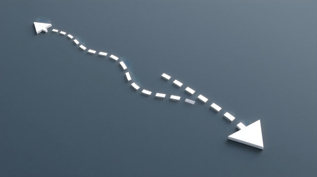 Dotted line arrow path splitting into two directions, symbolizing choice and divergence.