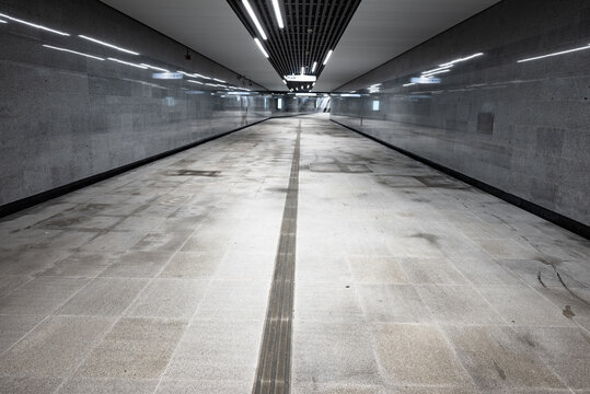 Long underpass in the urban landscape