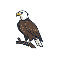 Obraz premium Bald Eagle Perched Vector Illustration