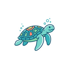 Fototapeta premium Cute Sea Turtle Vector Illustration
