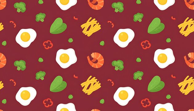 Colorful breakfast food flat pattern design