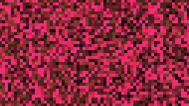 Abstract Pixel Art Background With Pink and Brown Geometric Mosaic Pattern Animation