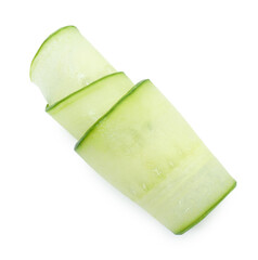 Obraz premium Slice of cucumber isolated on white, top view
