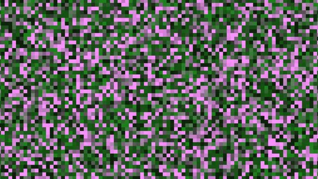 Abstract Digital Pixel Noise and Glitch Animation Background Pattern in Green and Pink