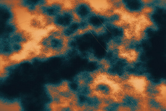 Abstract dark orange and turquoise color grunge texture with subtle linear marks for backgrounds, overlays, or blending modes.