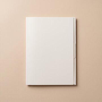 Blank white paper folder mockup on beige background