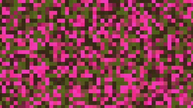 Abstract Digital Pixel Art Background With Pink and Green Camouflage Pattern