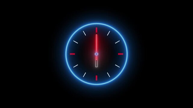 round glowing clock stock video 4k future