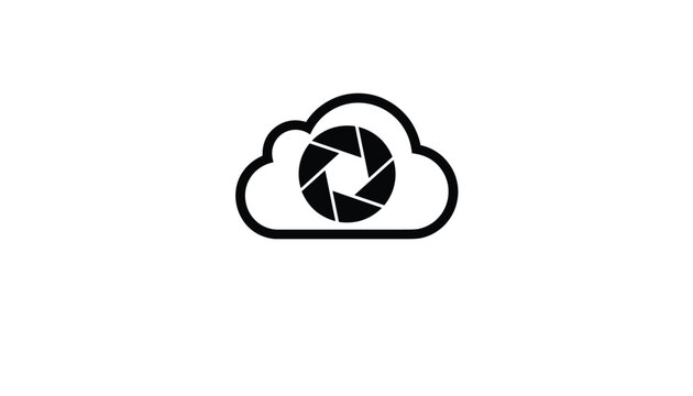Photography and cloud storage logo features a camera aperture icon enclosed within a minimalist cloud outline.