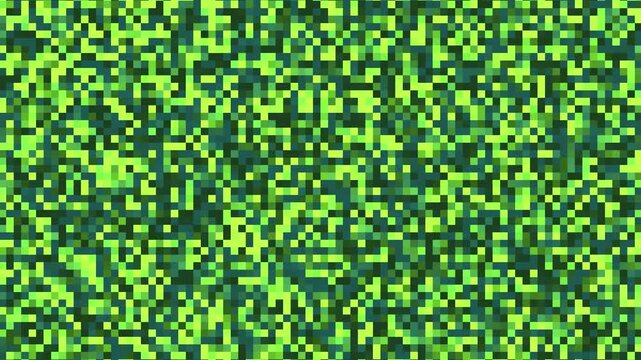 Abstract Green Pixel Background With Shifting Digital Noise and Dynamic Geometric Patterns