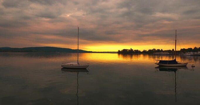 Landscape at dawn in Arona on Lake Maggiore