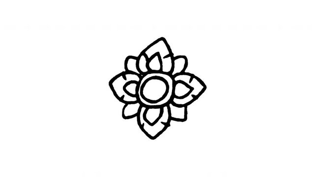 Animated doodle icon of a classic Thai traditional line art floral ornament pattern.