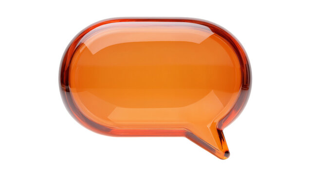 Glossy orange speech bubble shape, isolated on transparent background