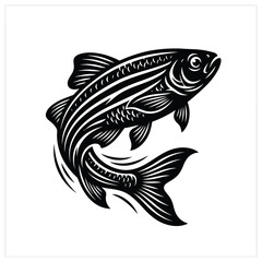 Fototapeta premium Black and white of a jumping fish aquatic animal wildlife