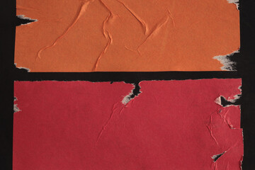 Black, white, orange,red, brown Crumble wrinkled paper pieces patch collage. Art Poster wall....