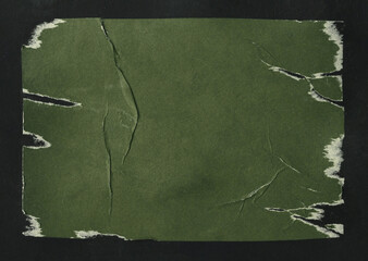 Brown earthy green Crumble ragged wrinkled paper pieces patch collage. Art Poster wall. Abstract...