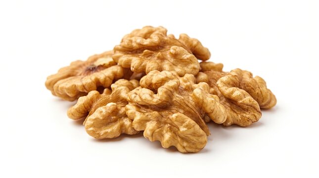 pile of walnuts on a white background