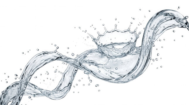 Dynamic liquid splash with crown and droplets isolated on a transparent background