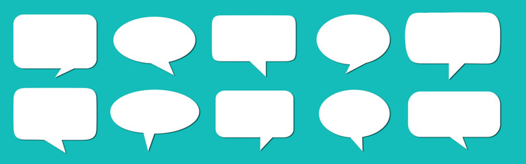 Obraz premium Blank speech bubbles isolated on a white background. Speech bubble comic. Set of vector blank white speech bubbles banner. 