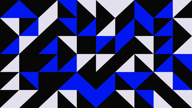 Blue and white geometric pattern with triangle and chevron shape on black background design