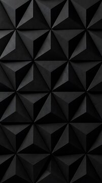 Abstract dark black geometric triangle pattern with shadows and depth