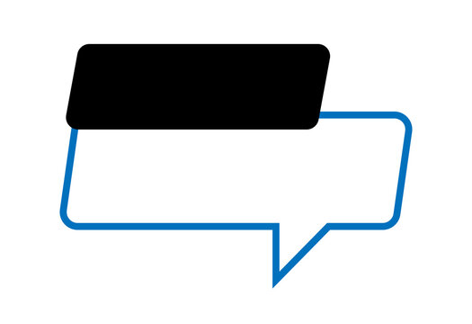Speech bubble chat message frame element with blue outline design