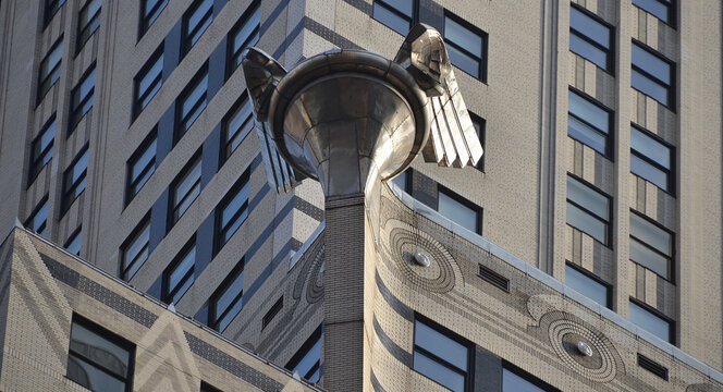 Chrysler building facade in New York United States of America, was the world's tallest building before it was surpassed by the Empire State Building in 1931.