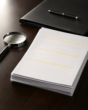 Vertical stack of blank highlighted policy pages ready for review