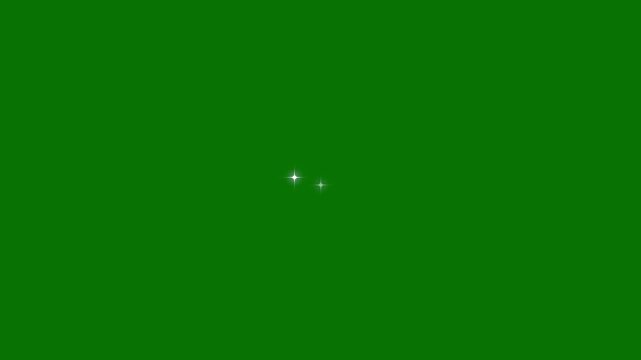 Luxury glowing white glitter star blast with sparkling magic trail, sparkling star blast glitter animation, twinkling glittering star. green screen background.4k video