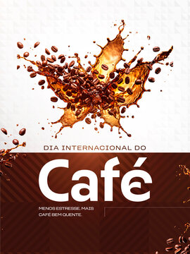 Arte Dia Internacional do Caf&eacute; Post Card Insta Template Banner