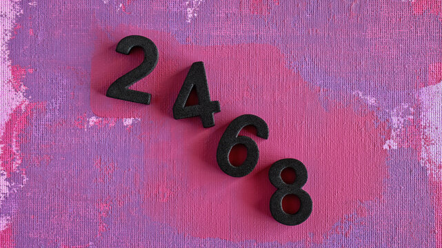 Mathematical Sequence Of Even Numbers 2 4 6 8 On Textured Pink Background