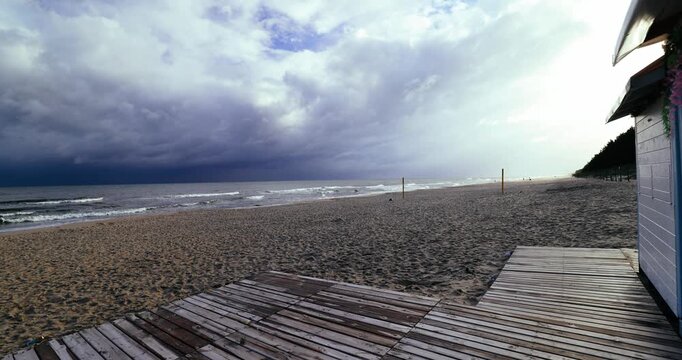 Poland, Stegna - 09-06-2026: People resting on a beach of Baltic Sea.