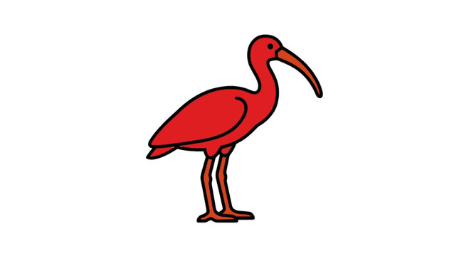 Scarlet ibis flat vector icon