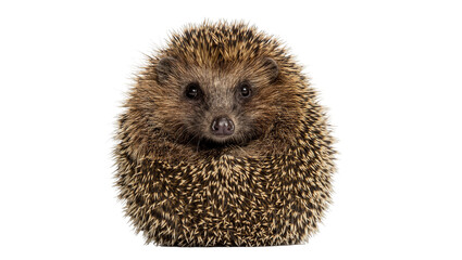 Small brown hedgehog curled up, isolated on transparent background © Petra