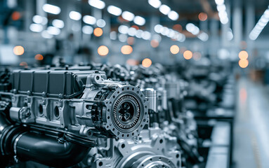 Fototapeta premium close up of an engine in the factory