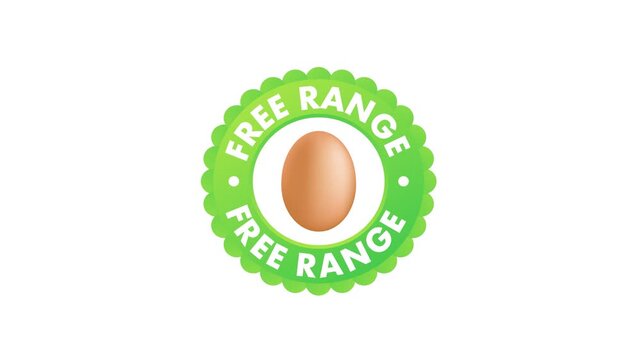 Free range egg label animation for food packaging