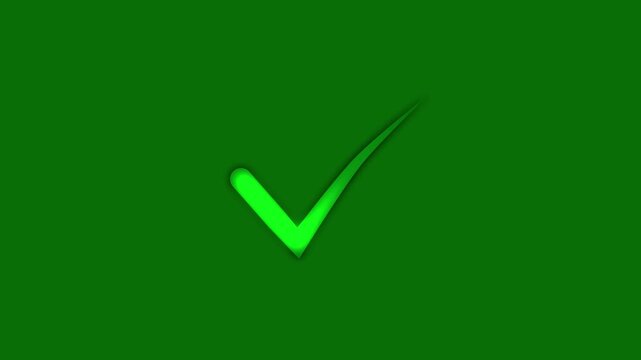 Check mark animation icon tick sign accept select confirm correct agree, animated checkmark for success and approval, correct vote icon on green background, animated green tick concept. 4k video