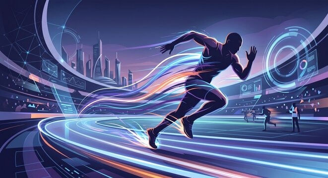 Futuristic Sprint Runner Performance Illustration
