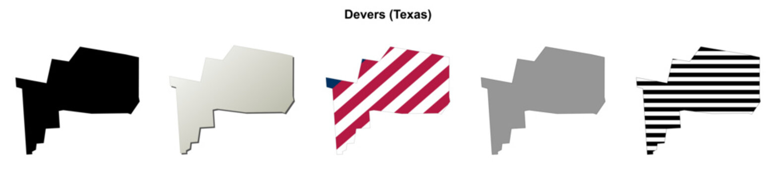 Devers (Texas) blank outline map set