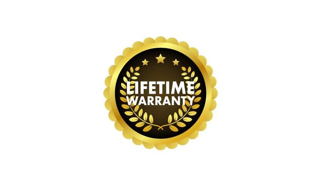 Animated golden lifetime warranty seal appearing on screen