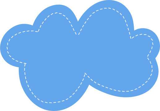Stitch embroidery style blue cloud isolated on a light gray background. Sewing and craftsmanship style flat illustration.