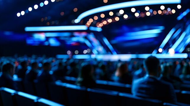 Audience attending a business conference or corporate event